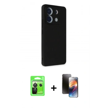 MARSİLYAN™- Redmi Note 13 Pro 5G Kılıf Akış Asil Koleksiyonu - Siyah 3D Antistatik Mat Seramik Nano Ekran Koruyucu + Raze Metal Kamera Lens - SH