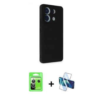 MARSİLYAN™- Redmi Note 13 Pro 5G Kılıf Akış Asil Koleksiyonu - Siyah 3D Antistatik Seramik Nano Ekran Koruyucu + Raze Metal Kamera Lens - GS