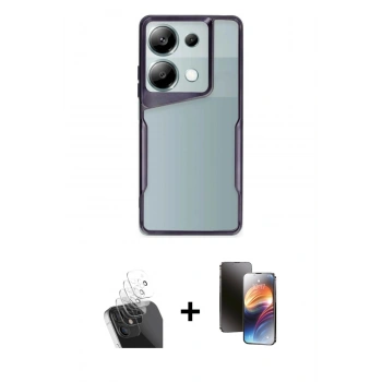 MARSİLYAN™- Redmi Note 13 Pro 5G Kılıf Akış Çizgi Koleksiyonu - Siyah 3D Antistatik Mat Seramik Nano Ekran Koruyucu + Kamera Lens Koruma Cam - SF