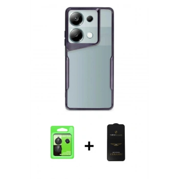 MARSİLYAN™- Redmi Note 13 Pro 5G Kılıf Akış Çizgi Koleksiyonu - Siyah 6D Antistatik Mat Seramik Hayalet Nano Ekran Koruyucu + Raze Metal Kamera Lens - SH