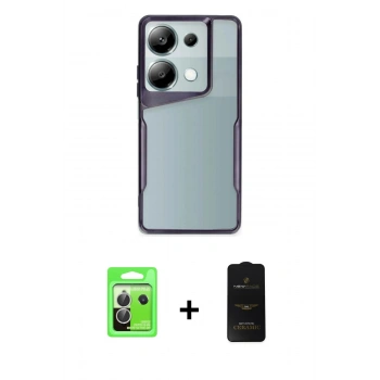 MARSİLYAN™- Redmi Note 13 Pro 5G Kılıf Akış Çizgi Koleksiyonu - Siyah 6D Antistatik Mat Seramik Hayalet Nano Ekran Koruyucu + Raze Metal Kamera Lens - GS