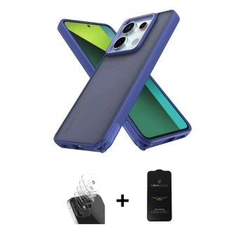 MARSİLYAN™- Redmi Note 13 Pro 5G Kılıf Atlas Form - Siyah 6D Antistatik Mat Seramik Hayalet Nano Ekran Koruyucu + Kamera Lens Koruma Cam - SF