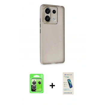 MARSİLYAN™- Redmi Note 13 Pro 5G Kılıf Atlas Minimal Prime - Şeffaf Pasifik Cam Ekran Koruyucu + Raze Metal Kamera Lens - GS