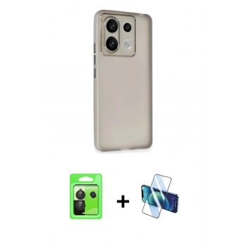 MARSİLYAN™- Redmi Note 13 Pro 5G Kılıf Atlas Minimal Prime - Siyah 3D Antistatik Cam Ekran Koruyucu + Raze Metal Kamera Lens - SH