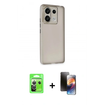 MARSİLYAN™- Redmi Note 13 Pro 5G Kılıf Atlas Minimal Prime - Siyah 3D Antistatik Mat Seramik Nano Ekran Koruyucu + Raze Metal Kamera Lens - GS