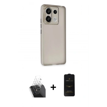 MARSİLYAN™- Redmi Note 13 Pro 5G Kılıf Atlas Minimal Prime - Siyah 6D Antistatik Mat Seramik Hayalet Nano Ekran Koruyucu + Kamera Lens Koruma Cam - SF