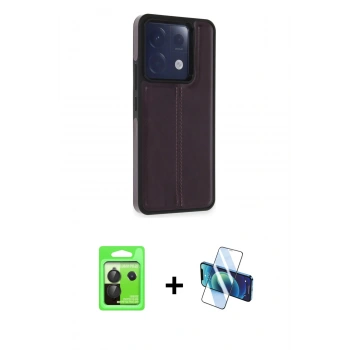 MARSİLYAN™- Redmi Note 13 Pro 5G Kılıf Çekirdek Klasik - Siyah 3D Antistatik Cam Ekran Koruyucu + Raze Metal Kamera Lens - SH