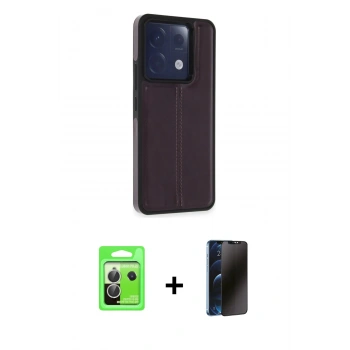 MARSİLYAN™- Redmi Note 13 Pro 5G Kılıf Çekirdek Klasik - Siyah 3D Antistatik Hayalet Cam Ekran Koruyucu + Raze Metal Kamera Lens - GS