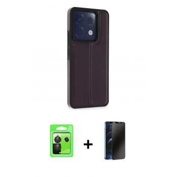 MARSİLYAN™- Redmi Note 13 Pro 5G Kılıf Çekirdek Klasik - Siyah 3D Antistatik Hayalet Cam Ekran Koruyucu + Raze Metal Kamera Lens - SH