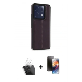 MARSİLYAN™- Redmi Note 13 Pro 5G Kılıf Çekirdek Klasik - Siyah 3D Antistatik Mat Seramik Nano Ekran Koruyucu + Kamera Lens Koruma Cam - SF