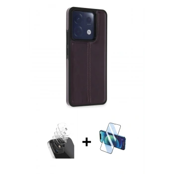 MARSİLYAN™- Redmi Note 13 Pro 5G Kılıf Çekirdek Klasik - Siyah 3D Antistatik Seramik Nano Ekran Koruyucu + Kamera Lens Koruma Cam - SF