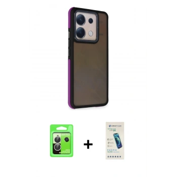 MARSİLYAN™- Redmi Note 13 Pro 5G Kılıf Eksen Işık - Şeffaf Pasifik Cam Ekran Koruyucu + Raze Metal Kamera Lens - GS