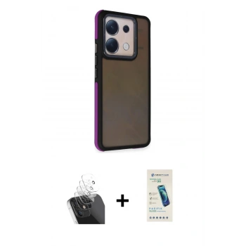 MARSİLYAN™- Redmi Note 13 Pro 5G Kılıf Eksen Işık - Şeffaf Pasifik Cam Ekran Koruyucu + Kamera Lens Koruma Cam - SF