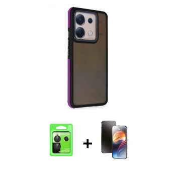 MARSİLYAN™- Redmi Note 13 Pro 5G Kılıf Eksen Işık - Siyah 3D Antistatik Mat Seramik Nano Ekran Koruyucu + Raze Metal Kamera Lens - SH