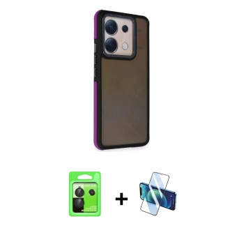MARSİLYAN™- Redmi Note 13 Pro 5G Kılıf Eksen Işık - Siyah 3D Antistatik Seramik Nano Ekran Koruyucu + Raze Metal Kamera Lens - SH