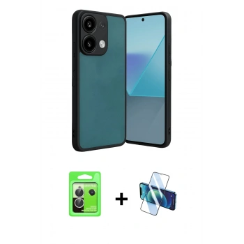 MARSİLYAN™- Redmi Note 13 Pro 5G Kılıf Kıvılcım Işık Serisi - Siyah 3D Antistatik Cam Ekran Koruyucu + Raze Metal Kamera Lens - GS