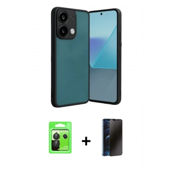 MARSİLYAN™- Redmi Note 13 Pro 5G Kılıf Kıvılcım Işık Serisi - Siyah 3D Antistatik Hayalet Cam Ekran Koruyucu + Raze Metal Kamera Lens - SH