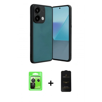 MARSİLYAN™- Redmi Note 13 Pro 5G Kılıf Kıvılcım Işık Serisi - Siyah 6D Antistatik Mat Seramik Hayalet Nano Ekran Koruyucu + Raze Metal Kamera Lens - SH
