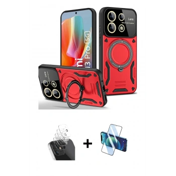 MARSİLYAN™- Redmi Note 13 Pro 5G Kılıf Kıvılcım Modern Serisi - Siyah 3D Antistatik Cam Ekran Koruyucu + Kamera Lens Koruma Cam - SF