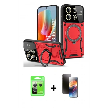 MARSİLYAN™- Redmi Note 13 Pro 5G Kılıf Kıvılcım Modern Serisi - Siyah 3D Antistatik Mat Seramik Nano Ekran Koruyucu + Raze Metal Kamera Lens - GS