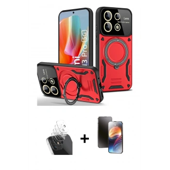 MARSİLYAN™- Redmi Note 13 Pro 5G Kılıf Kıvılcım Modern Serisi - Siyah 3D Antistatik Mat Seramik Nano Ekran Koruyucu + Kamera Lens Koruma Cam - SF