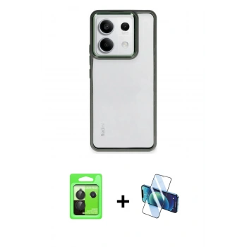 MARSİLYAN™- Redmi Note 13 Pro 5G Kılıf Nova Işık Serisi - Siyah 3D Antistatik Cam Ekran Koruyucu + Raze Metal Kamera Lens - SH