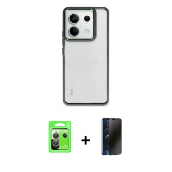 MARSİLYAN™- Redmi Note 13 Pro 5G Kılıf Nova Işık Serisi - Siyah 3D Antistatik Hayalet Cam Ekran Koruyucu + Raze Metal Kamera Lens - GS