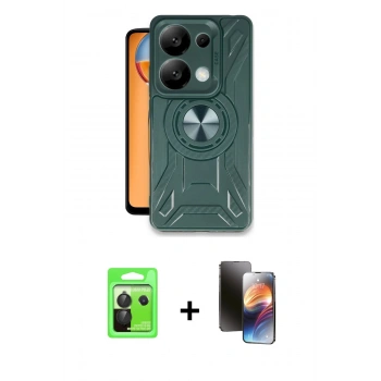 MARSİLYAN™- Redmi Note 13 Pro 5G Kılıf Nova Yansıma Prime - Siyah 3D Antistatik Mat Seramik Nano Ekran Koruyucu + Raze Metal Kamera Lens - SH