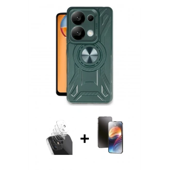 MARSİLYAN™- Redmi Note 13 Pro 5G Kılıf Nova Yansıma Prime - Siyah 3D Antistatik Mat Seramik Nano Ekran Koruyucu + Kamera Lens Koruma Cam - SF