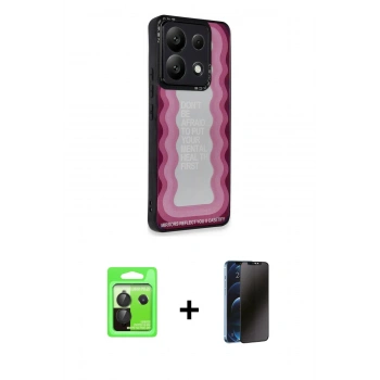 MARSİLYAN™- Redmi Note 13 Pro 5G Kılıf Odak Klasik Serisi - Siyah 3D Antistatik Hayalet Cam Ekran Koruyucu + Raze Metal Kamera Lens - SH
