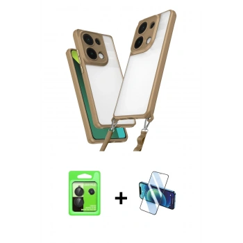 MARSİLYAN™- Redmi Note 13 Pro 5G Kılıf Ufuk Klasik - Siyah 3D Antistatik Cam Ekran Koruyucu + Raze Metal Kamera Lens - SH