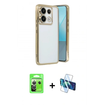 MARSİLYAN™- Redmi Note 13 Pro 5G Kılıf Vadi Minimal - Siyah 3D Antistatik Cam Ekran Koruyucu + Raze Metal Kamera Lens - GS