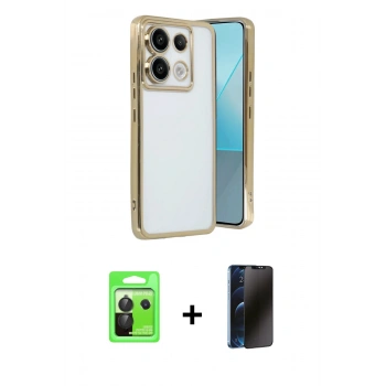 MARSİLYAN™- Redmi Note 13 Pro 5G Kılıf Vadi Minimal - Siyah 3D Antistatik Hayalet Cam Ekran Koruyucu + Raze Metal Kamera Lens - SH