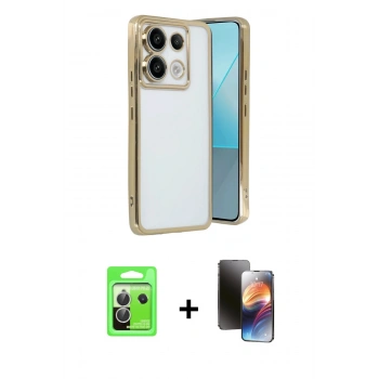 MARSİLYAN™- Redmi Note 13 Pro 5G Kılıf Vadi Minimal - Siyah 3D Antistatik Mat Seramik Nano Ekran Koruyucu + Raze Metal Kamera Lens - GS