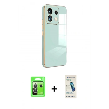 MARSİLYAN™- Redmi Note 13 Pro 5G Kılıf Yankı Serisi - Şeffaf Pasifik Cam Ekran Koruyucu + Raze Metal Kamera Lens - GS