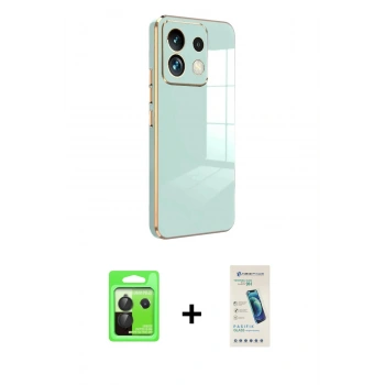 MARSİLYAN™- Redmi Note 13 Pro 5G Kılıf Yankı Serisi - Şeffaf Pasifik Cam Ekran Koruyucu + Raze Metal Kamera Lens - SH