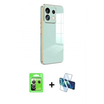 MARSİLYAN™- Redmi Note 13 Pro 5G Kılıf Yankı Serisi - Siyah 3D Antistatik Cam Ekran Koruyucu + Raze Metal Kamera Lens - GS
