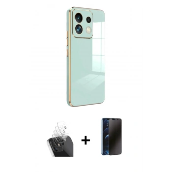 MARSİLYAN™- Redmi Note 13 Pro 5G Kılıf Yankı Serisi - Siyah 3D Antistatik Hayalet Cam Ekran Koruyucu + Kamera Lens Koruma Cam - SF