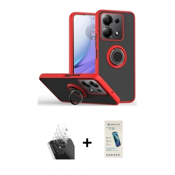 MARSİLYAN™- Redmi Note 13 Pro 5G Kılıf Yörünge Çizgi - Şeffaf Pasifik Cam Ekran Koruyucu + Kamera Lens Koruma Cam - SF