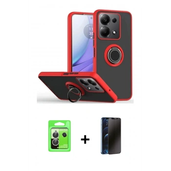 MARSİLYAN™- Redmi Note 13 Pro 5G Kılıf Yörünge Çizgi - Siyah 3D Antistatik Hayalet Cam Ekran Koruyucu + Raze Metal Kamera Lens - GS