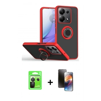 MARSİLYAN™- Redmi Note 13 Pro 5G Kılıf Yörünge Çizgi - Siyah 3D Antistatik Mat Seramik Nano Ekran Koruyucu + Raze Metal Kamera Lens - SH