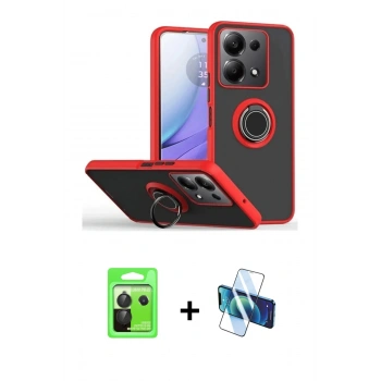 MARSİLYAN™- Redmi Note 13 Pro 5G Kılıf Yörünge Çizgi - Siyah 3D Antistatik Seramik Nano Ekran Koruyucu + Raze Metal Kamera Lens - SH