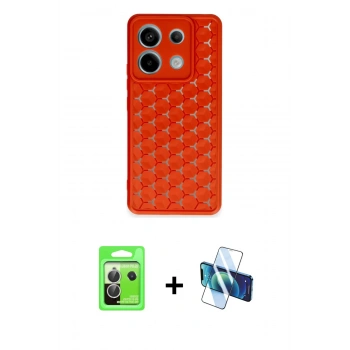 MARSİLYAN™- Redmi Note 13 Pro 5G Kılıf Zirve Form - Siyah 3D Antistatik Cam Ekran Koruyucu + Raze Metal Kamera Lens - GS