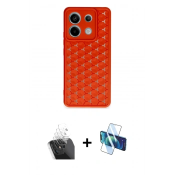 MARSİLYAN™- Redmi Note 13 Pro 5G Kılıf Zirve Form - Siyah 3D Antistatik Cam Ekran Koruyucu + Kamera Lens Koruma Cam - SF