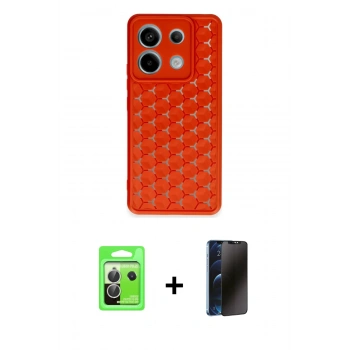 MARSİLYAN™- Redmi Note 13 Pro 5G Kılıf Zirve Form - Siyah 3D Antistatik Hayalet Cam Ekran Koruyucu + Raze Metal Kamera Lens - GS