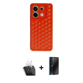 MARSİLYAN™- Redmi Note 13 Pro 5G Kılıf Zirve Form - Siyah 3D Antistatik Hayalet Cam Ekran Koruyucu + Kamera Lens Koruma Cam - SF