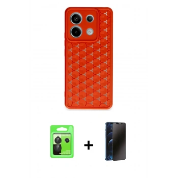 MARSİLYAN™- Redmi Note 13 Pro 5G Kılıf Zirve Form - Siyah 3D Antistatik Hayalet Cam Ekran Koruyucu + Raze Metal Kamera Lens - SH