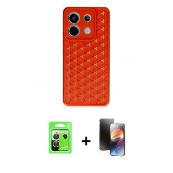 MARSİLYAN™- Redmi Note 13 Pro 5G Kılıf Zirve Form - Siyah 3D Antistatik Mat Seramik Nano Ekran Koruyucu + Raze Metal Kamera Lens - GS