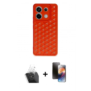 MARSİLYAN™- Redmi Note 13 Pro 5G Kılıf Zirve Form - Siyah 3D Antistatik Mat Seramik Nano Ekran Koruyucu + Kamera Lens Koruma Cam - SF