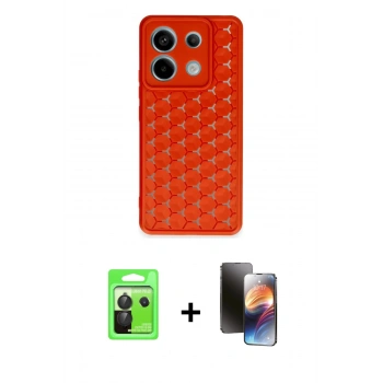 MARSİLYAN™- Redmi Note 13 Pro 5G Kılıf Zirve Form - Siyah 3D Antistatik Mat Seramik Nano Ekran Koruyucu + Raze Metal Kamera Lens - SH
